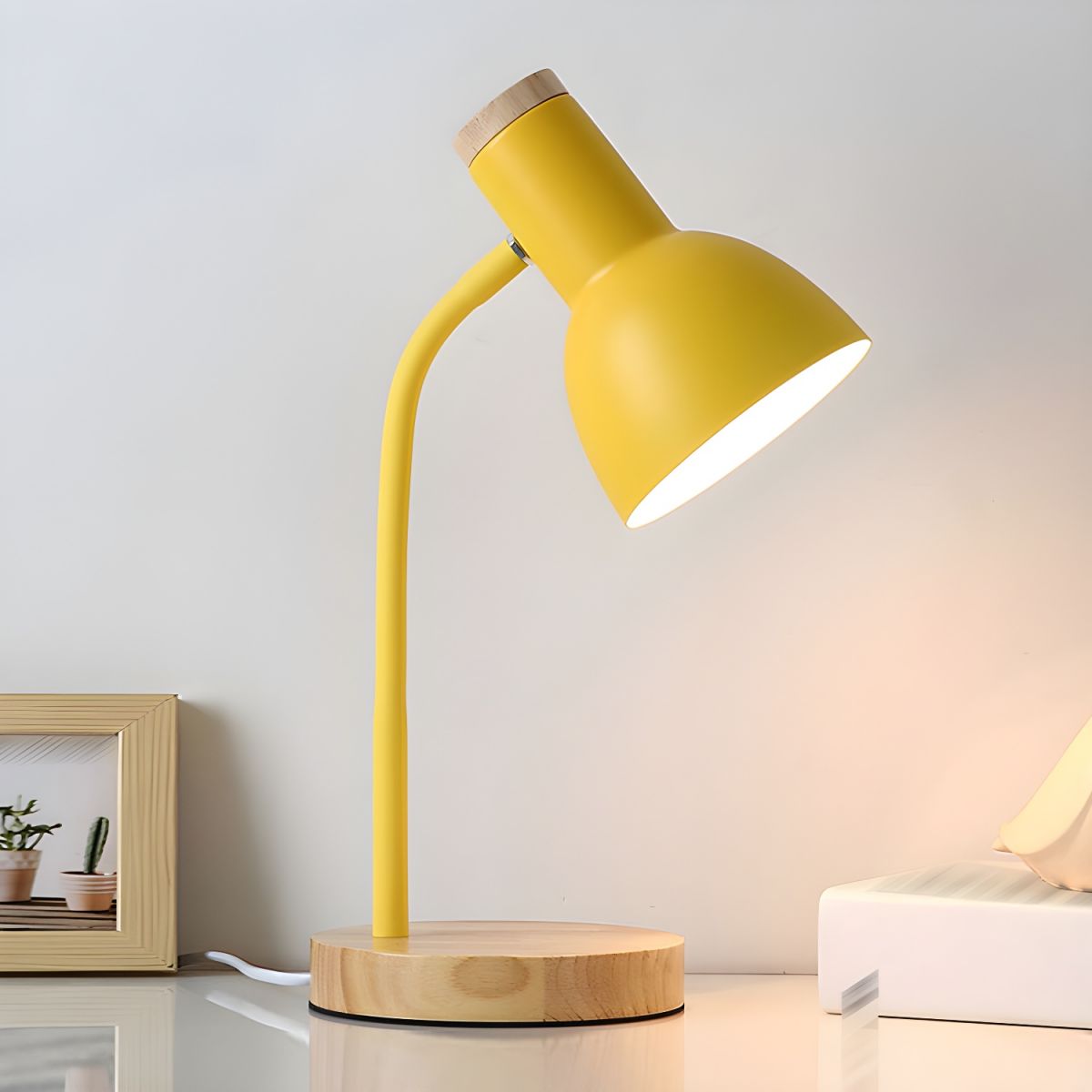 Nordic Style Table Lamp with Wooden Base
