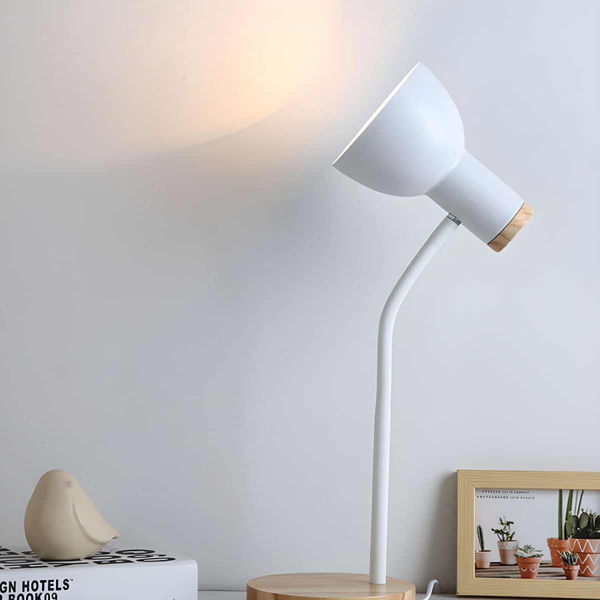 Nordic Style Table Lamp with Wooden Base