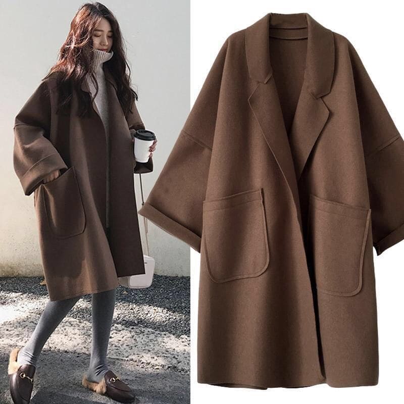 Oversized Wool-Blend Trench Coat