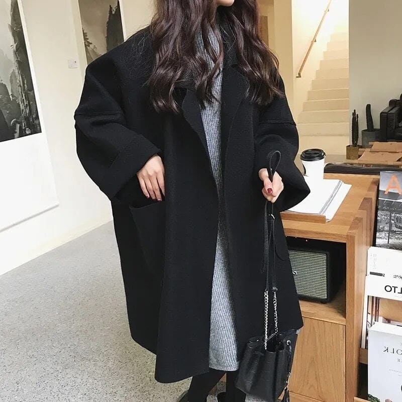 Oversized Wool-Blend Trench Coat