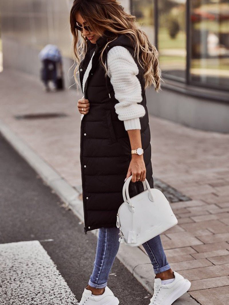 Parque - Knee-Length Puffer Vest for Women