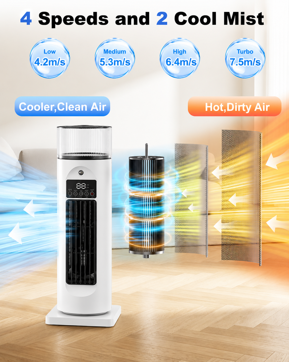 Portable 4-in-1 Room Cooler with Remote Control and Timer - Image 2