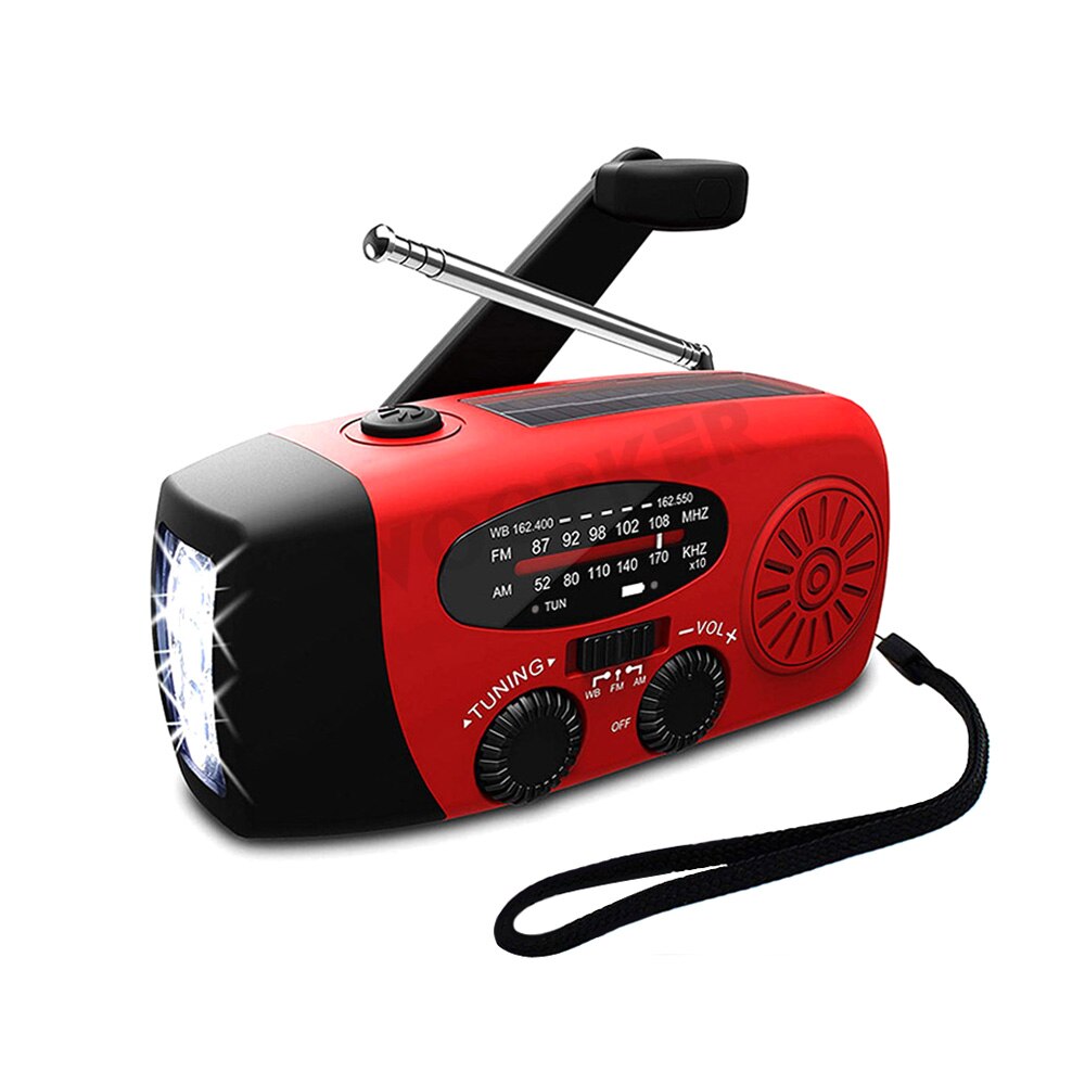 Portable Emergency Solar Hand Crank Radio with NOAA Alerts