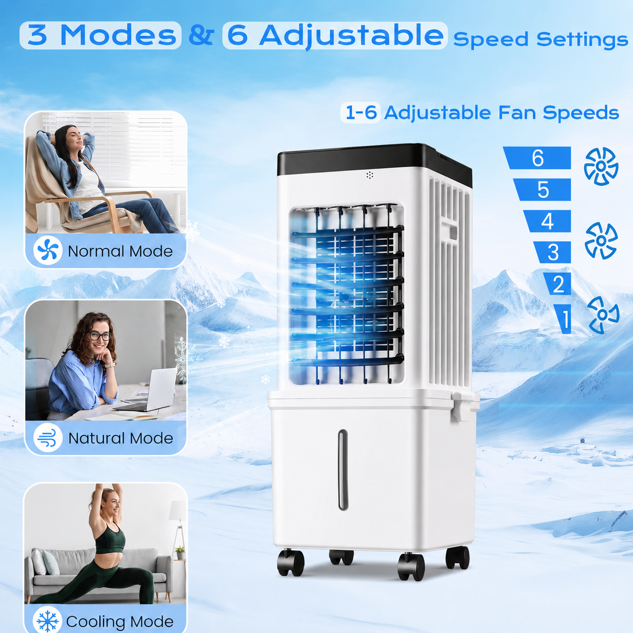 Portable Evaporative Air Cooler for Home, 12L Tank & Timer - Image 1