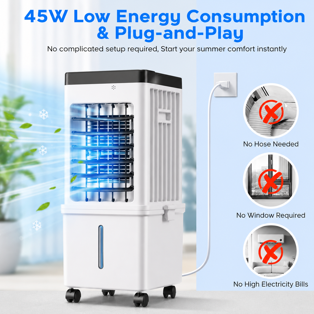 Portable Evaporative Air Cooler for Home, 12L Tank & Timer - Image 2