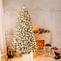 Pre-Lit Flocked Artificial Christmas Tree - Classic Design