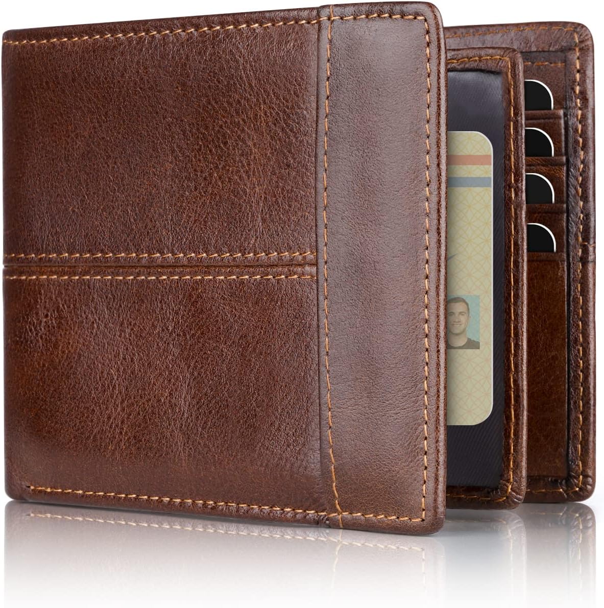 Premium RFID-Blocking Leather Bifold Wallet for Men - SlimArmor