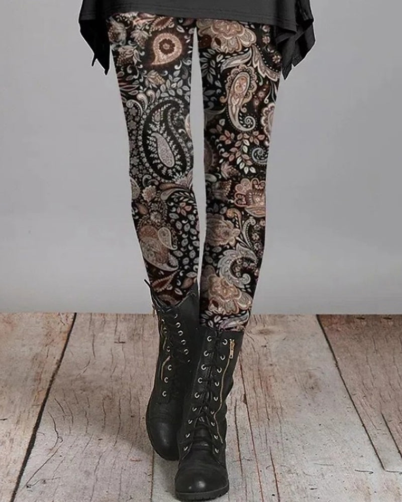 Retro Bohemian Leggings with Ethnic Prints – Ziva