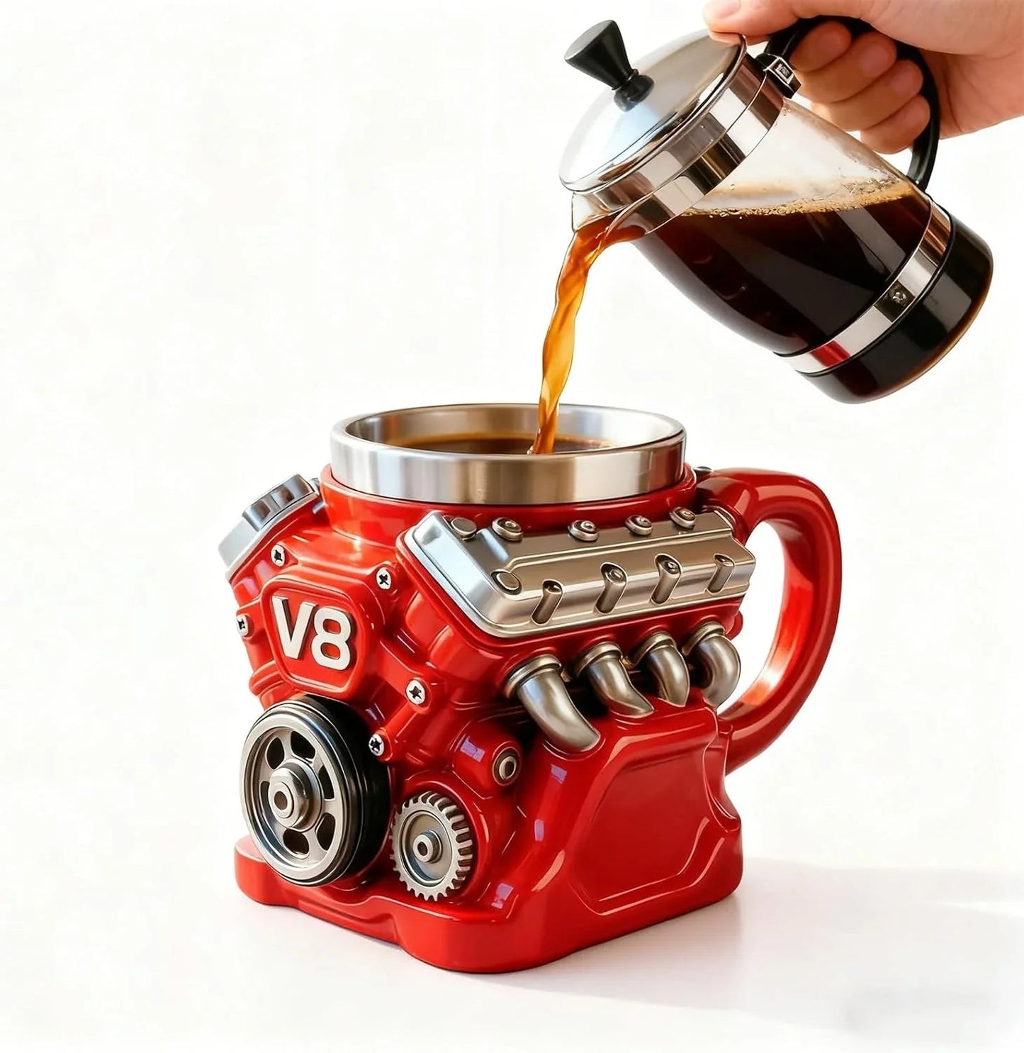 Retro V8 Engine Stainless Steel Coffee Mug