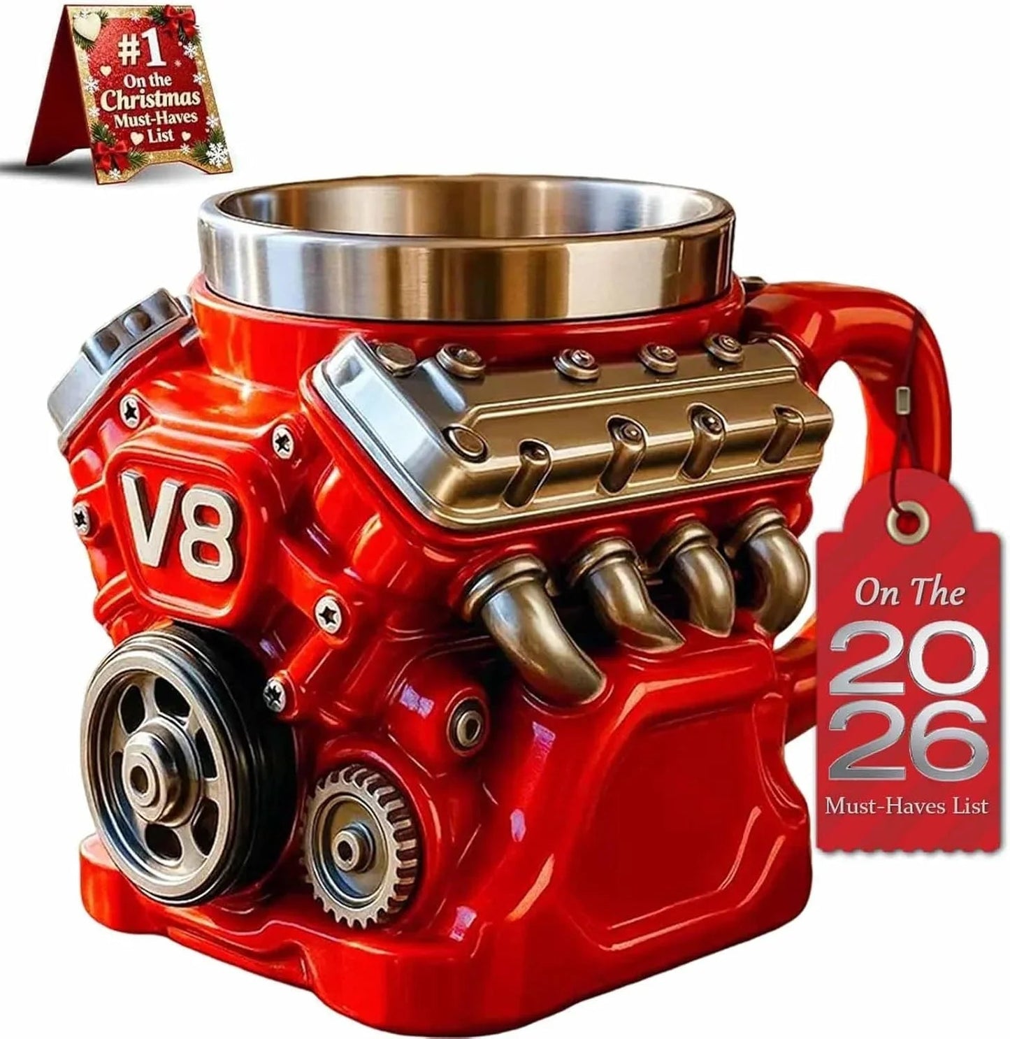 Retro V8 Engine Stainless Steel Coffee Mug