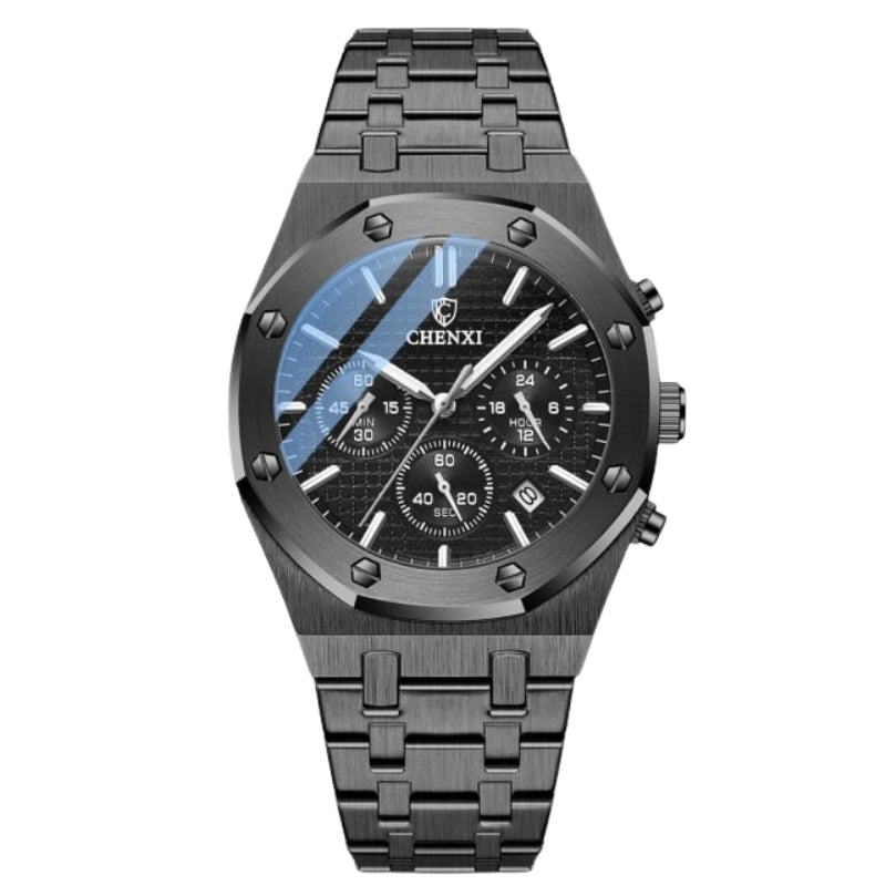 Round Dial Watch with Adjustable Steel Bracelet