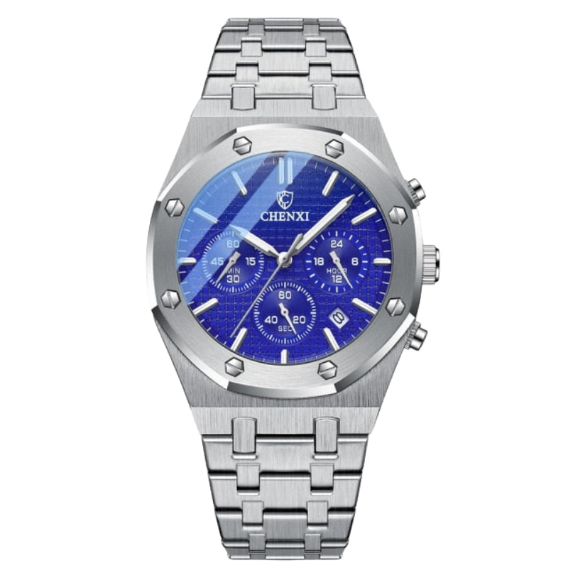 Round Dial Watch with Adjustable Steel Bracelet