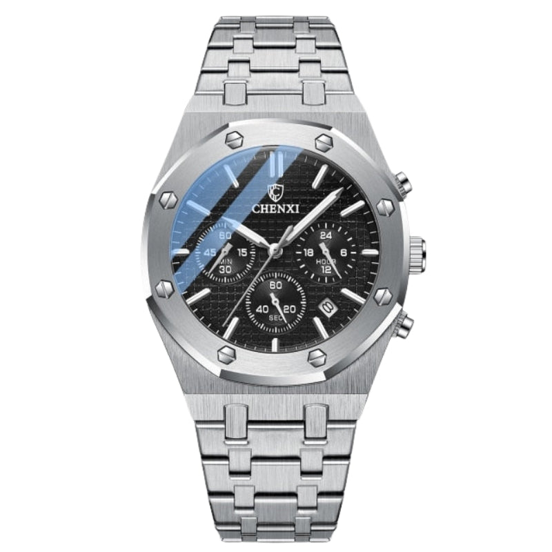Round Dial Watch with Adjustable Steel Bracelet