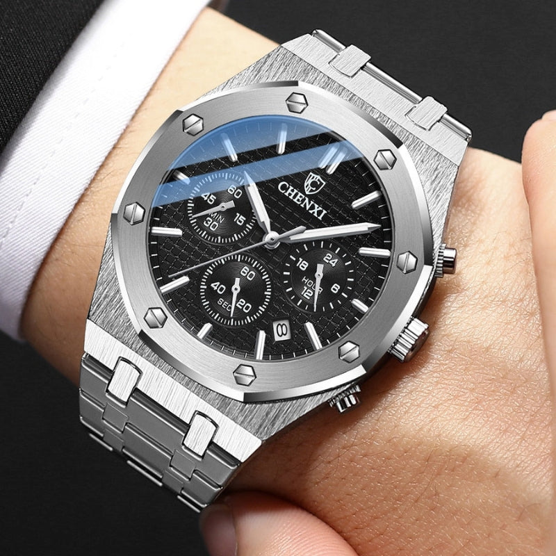 Round Dial Watch with Adjustable Steel Bracelet