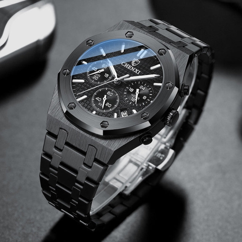 Round Dial Watch with Adjustable Steel Bracelet