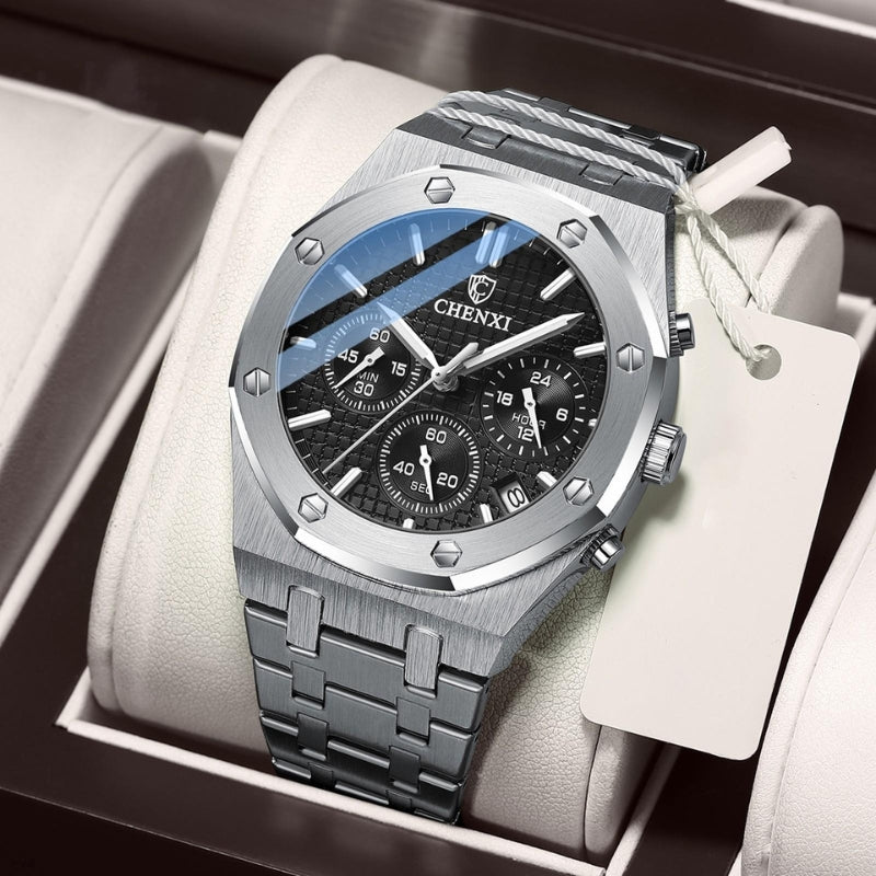 Round Dial Watch with Adjustable Steel Bracelet
