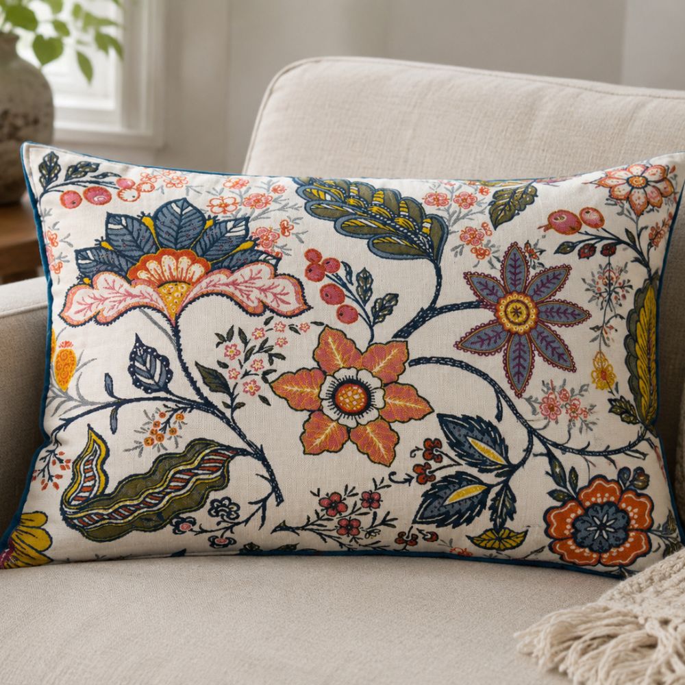 Rustic Artistic Floral Pillow Covers - Set of 2