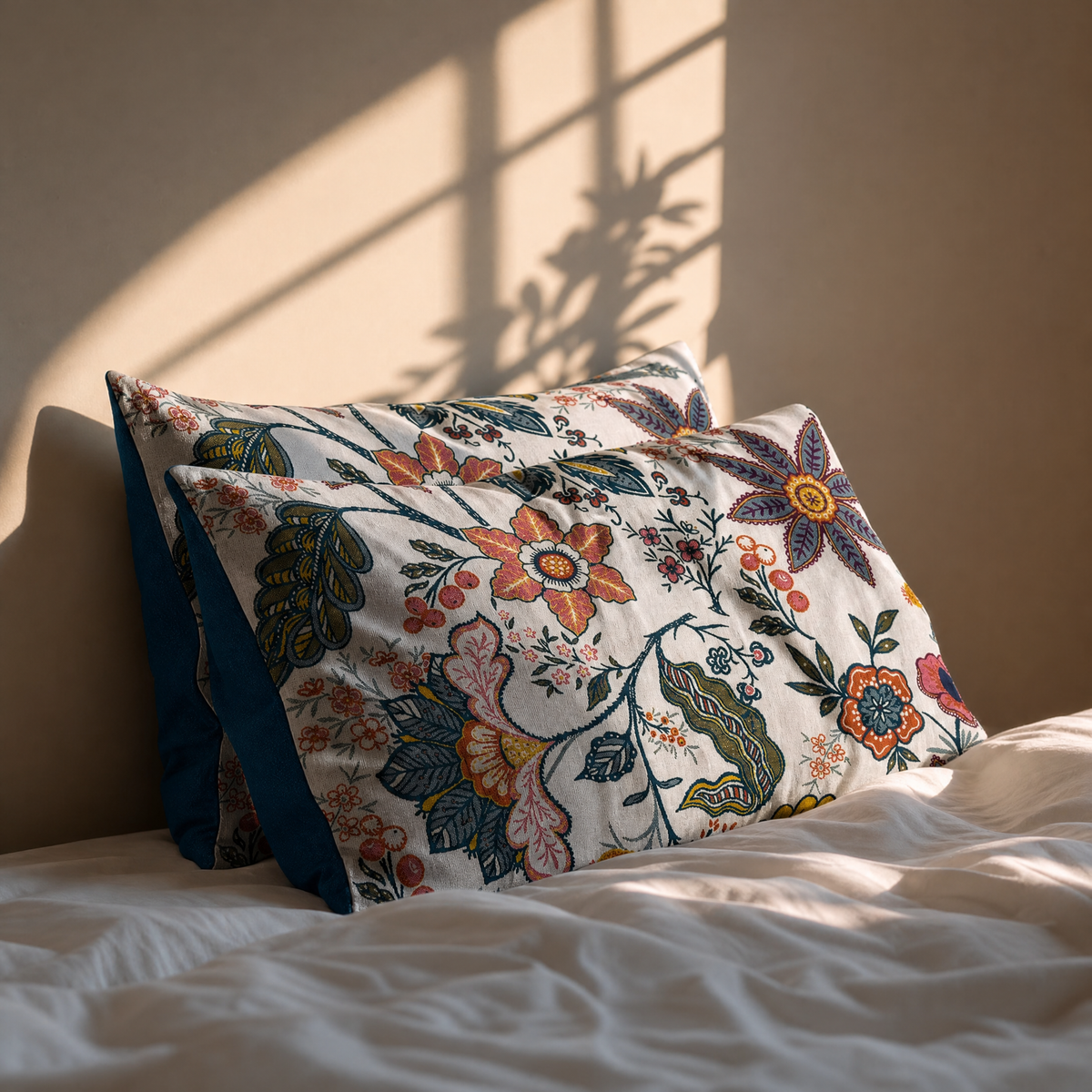 Rustic Artistic Floral Pillow Covers - Set of 2