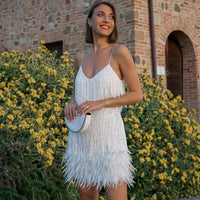 Wearclo | Women's Feather & Sequin Party Dress