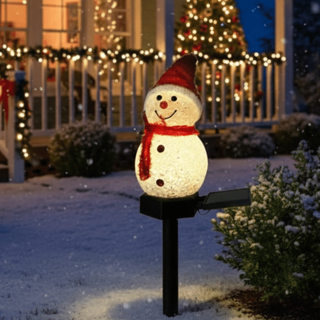 Snowman Solar Lights — Sunlight Charging, Warm LED Illumination