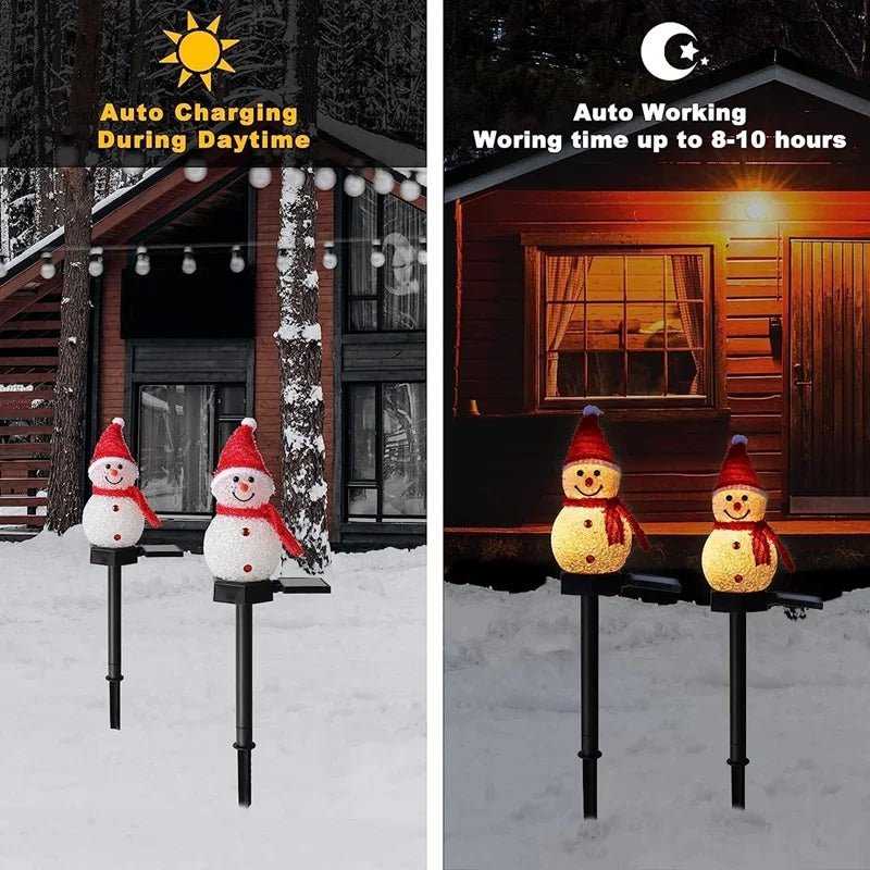 Snowman Solar Lights — Sunlight Charging, Warm LED Illumination