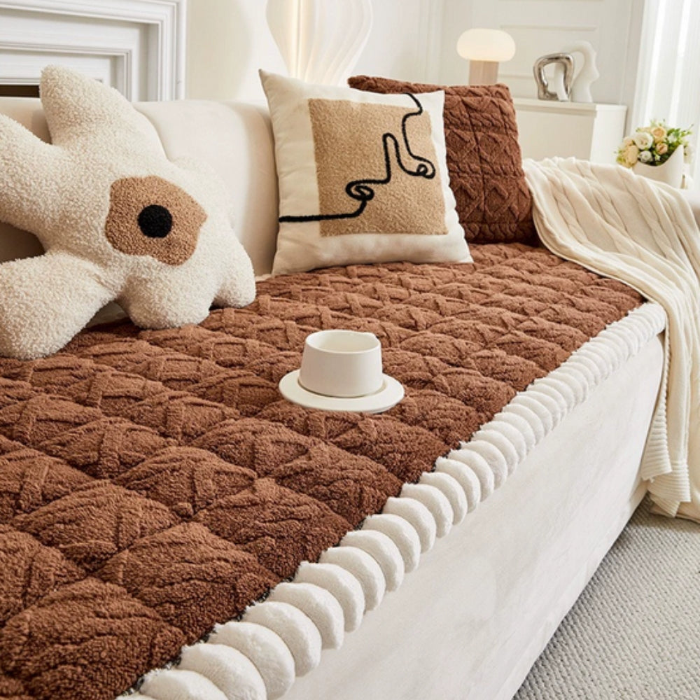 Snuggle Sherpa Plush Sofa Protector Cover