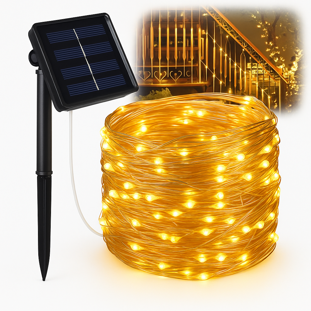 Solar LED Wire Fairy Lights – Waterproof Outdoor Christmas Decorations