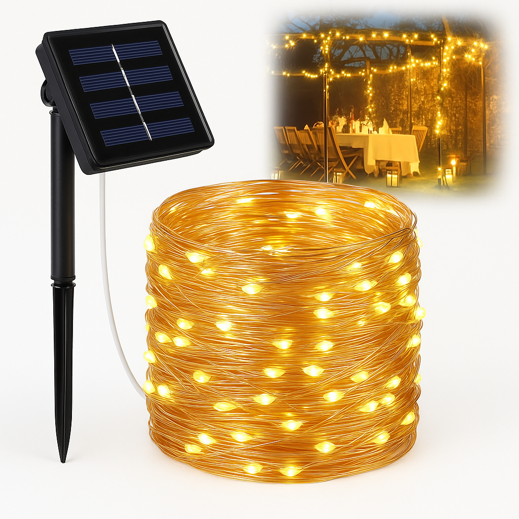 Solar LED Wire Fairy Lights – Waterproof Outdoor Christmas Decorations