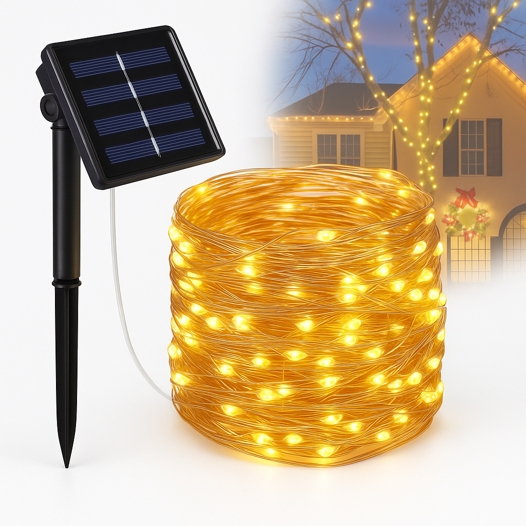 Solar LED Wire Fairy Lights – Waterproof Outdoor Christmas Decorations