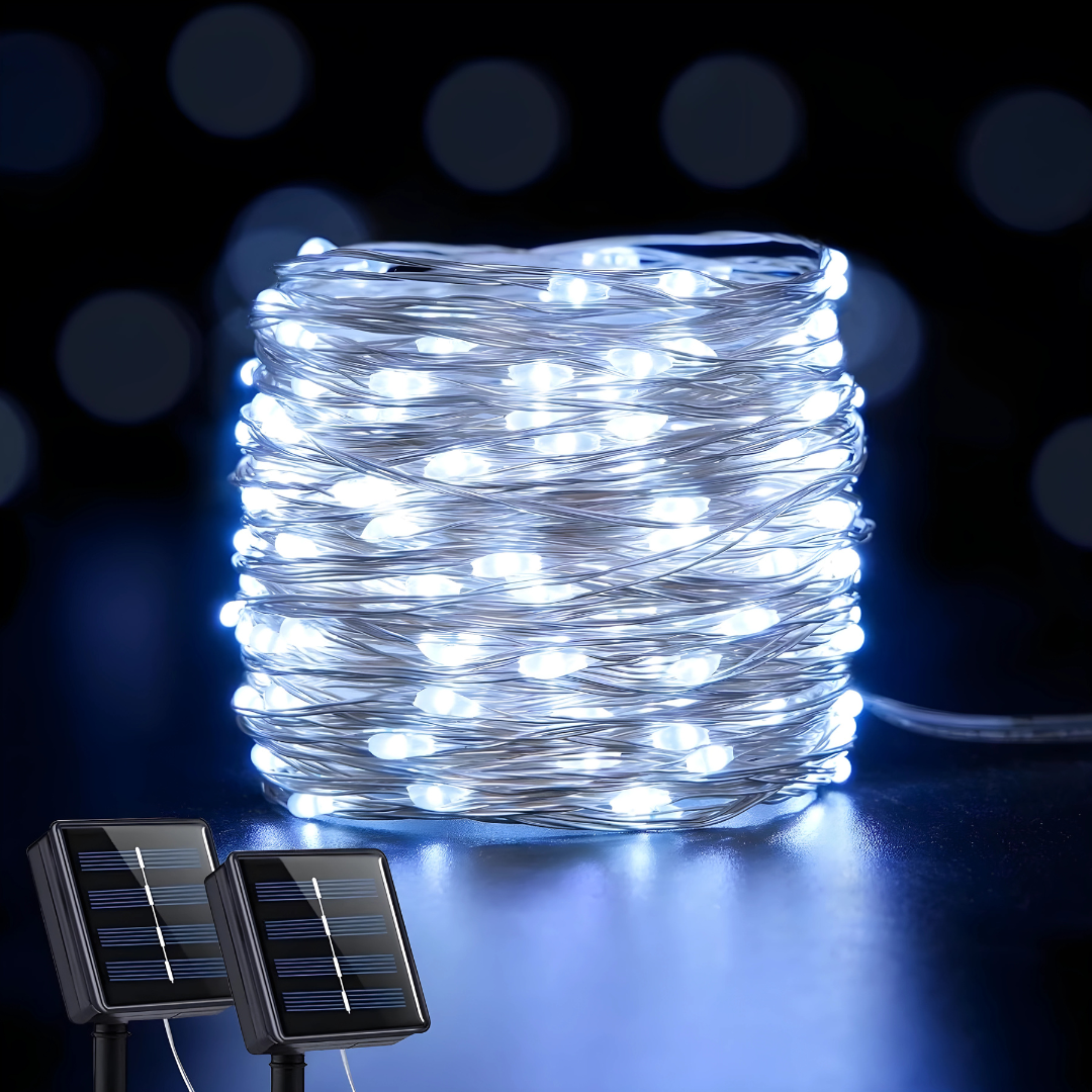 Solar LED Wire Fairy Lights – Waterproof Outdoor Christmas Decorations