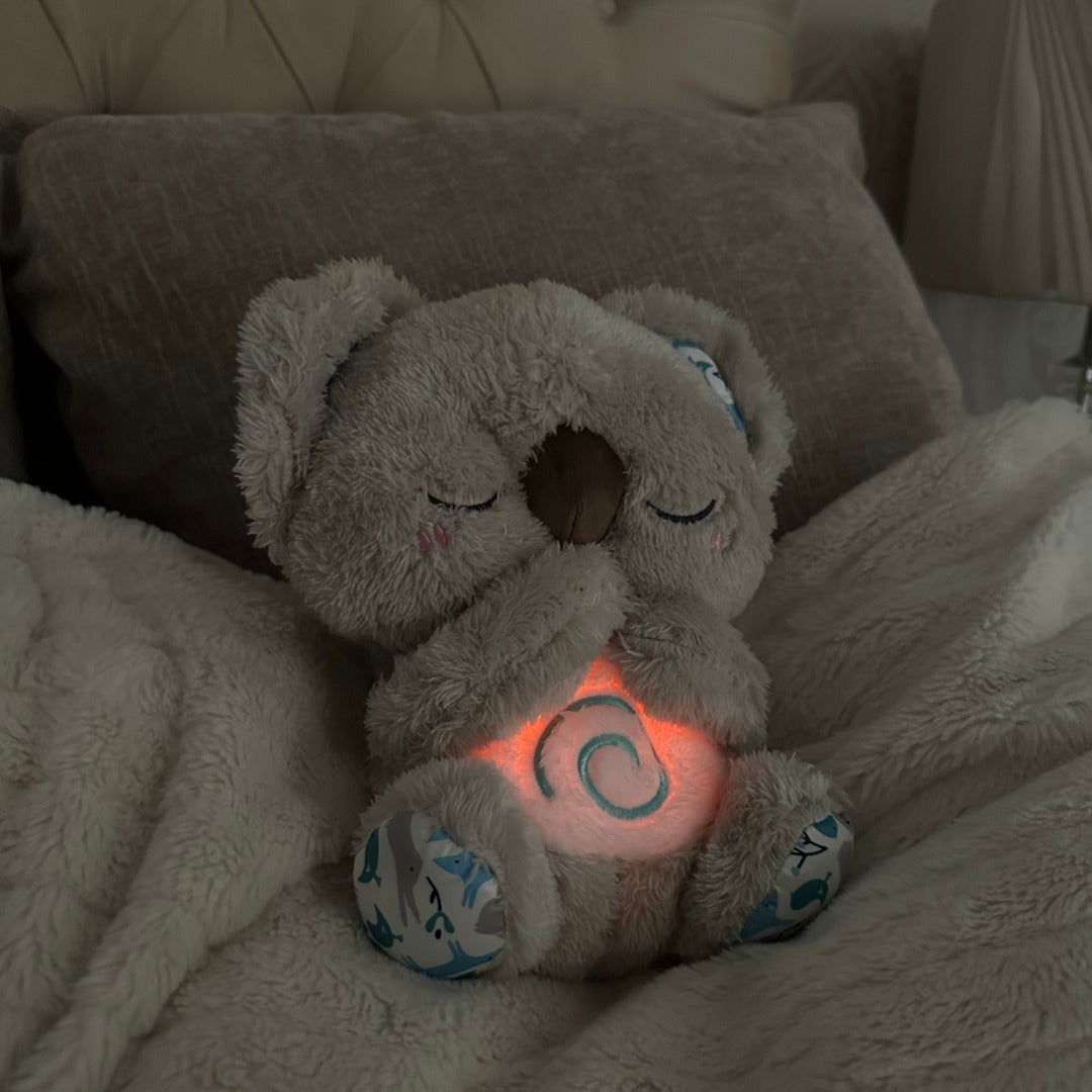 Soothing Koala Breathing Toy | Rhythmic Breathing Simulator | Tactile Haptic Sound Therapy | Integrated LED Night Light | Weighted Plush Companion