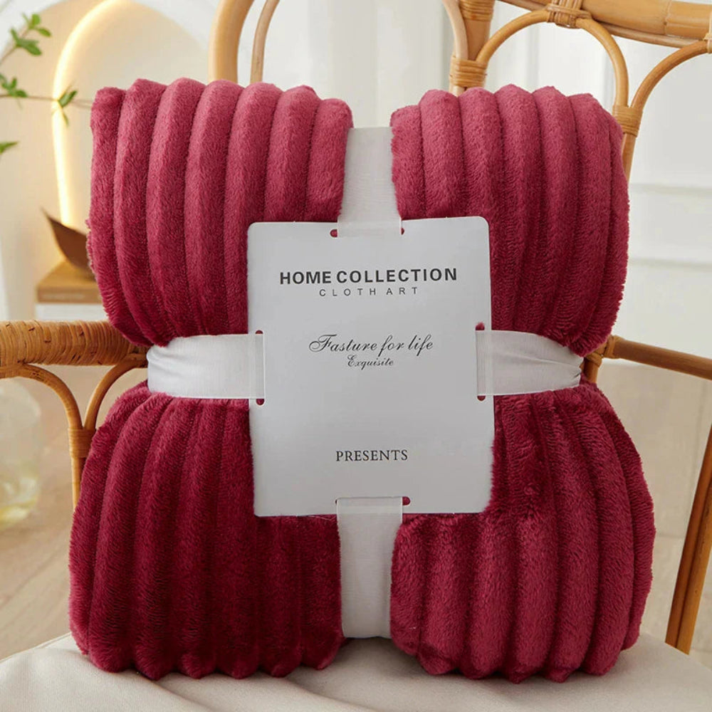 Striped Throw Blanket with Ribbed Texture for Bed or Sofa