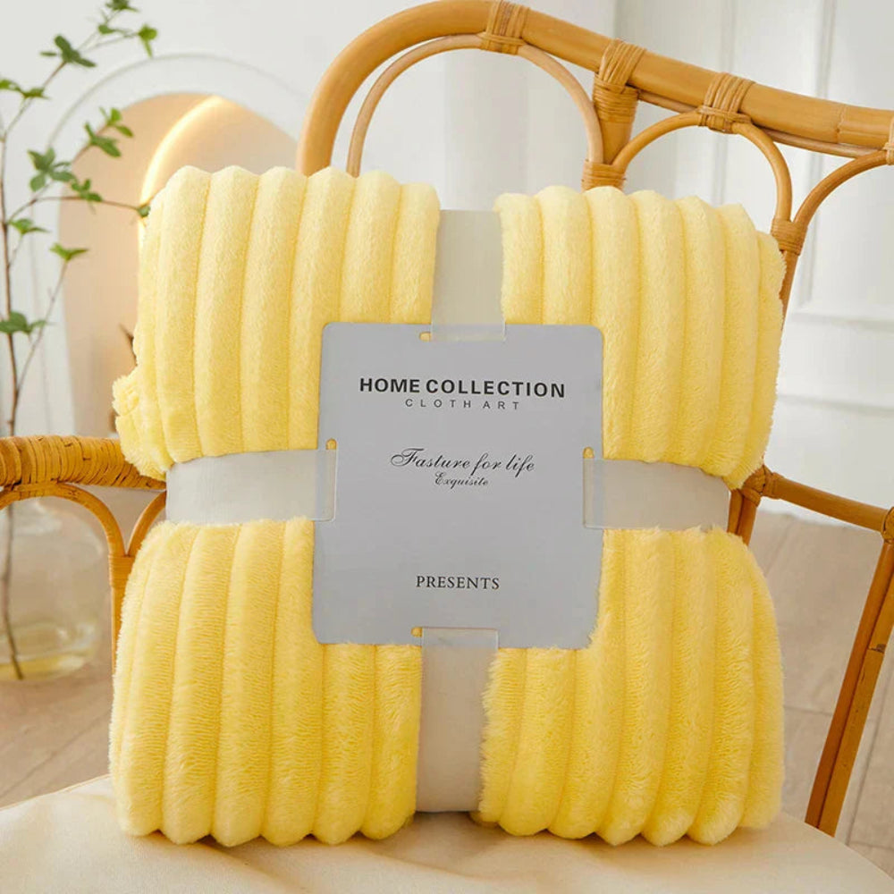 Striped Throw Blanket with Ribbed Texture for Bed or Sofa