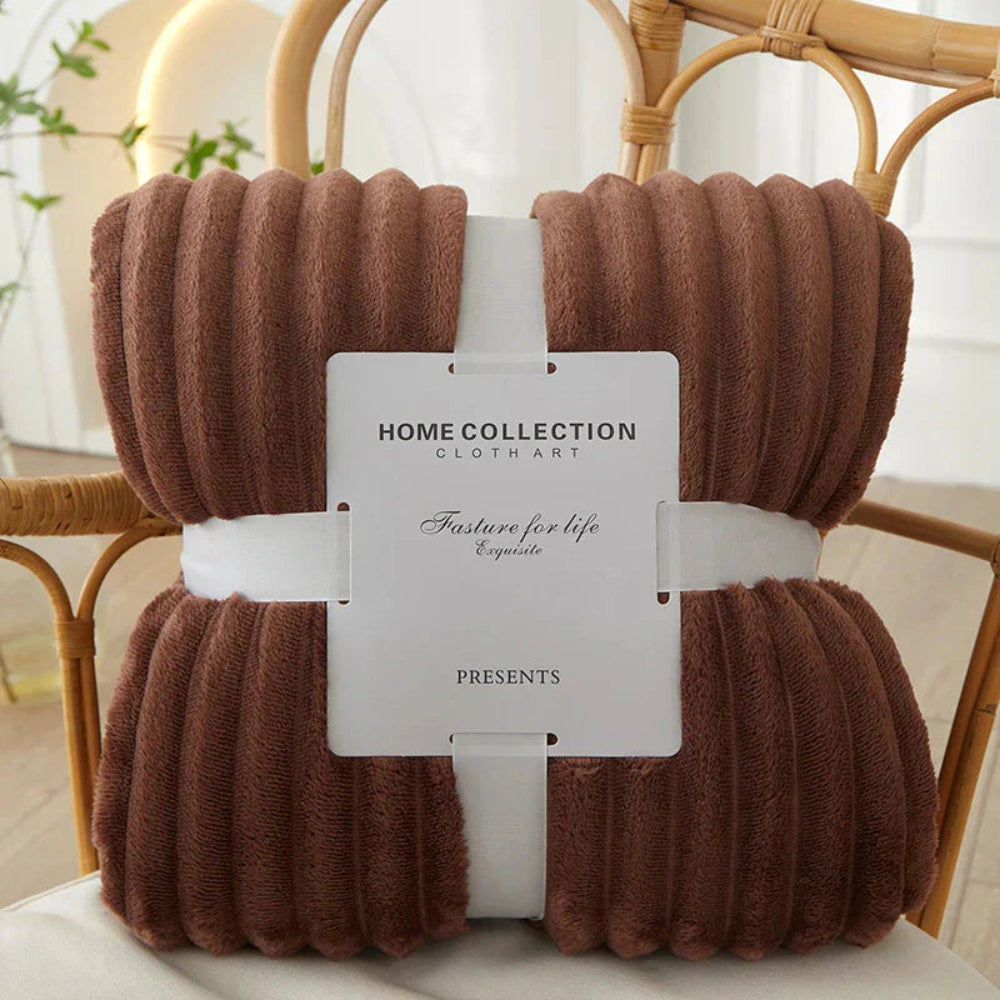 Striped Throw Blanket with Ribbed Texture for Bed or Sofa