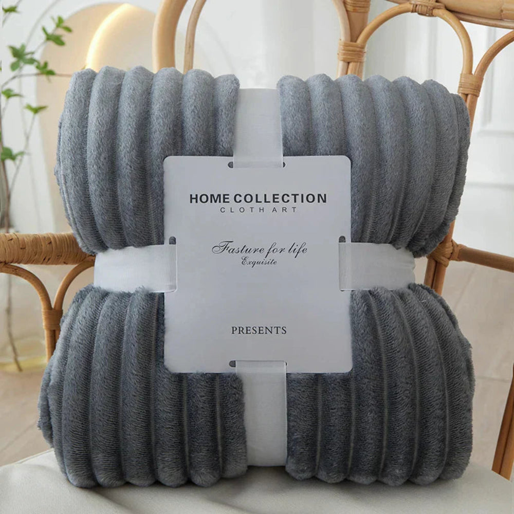 Striped Throw Blanket with Ribbed Texture for Bed or Sofa