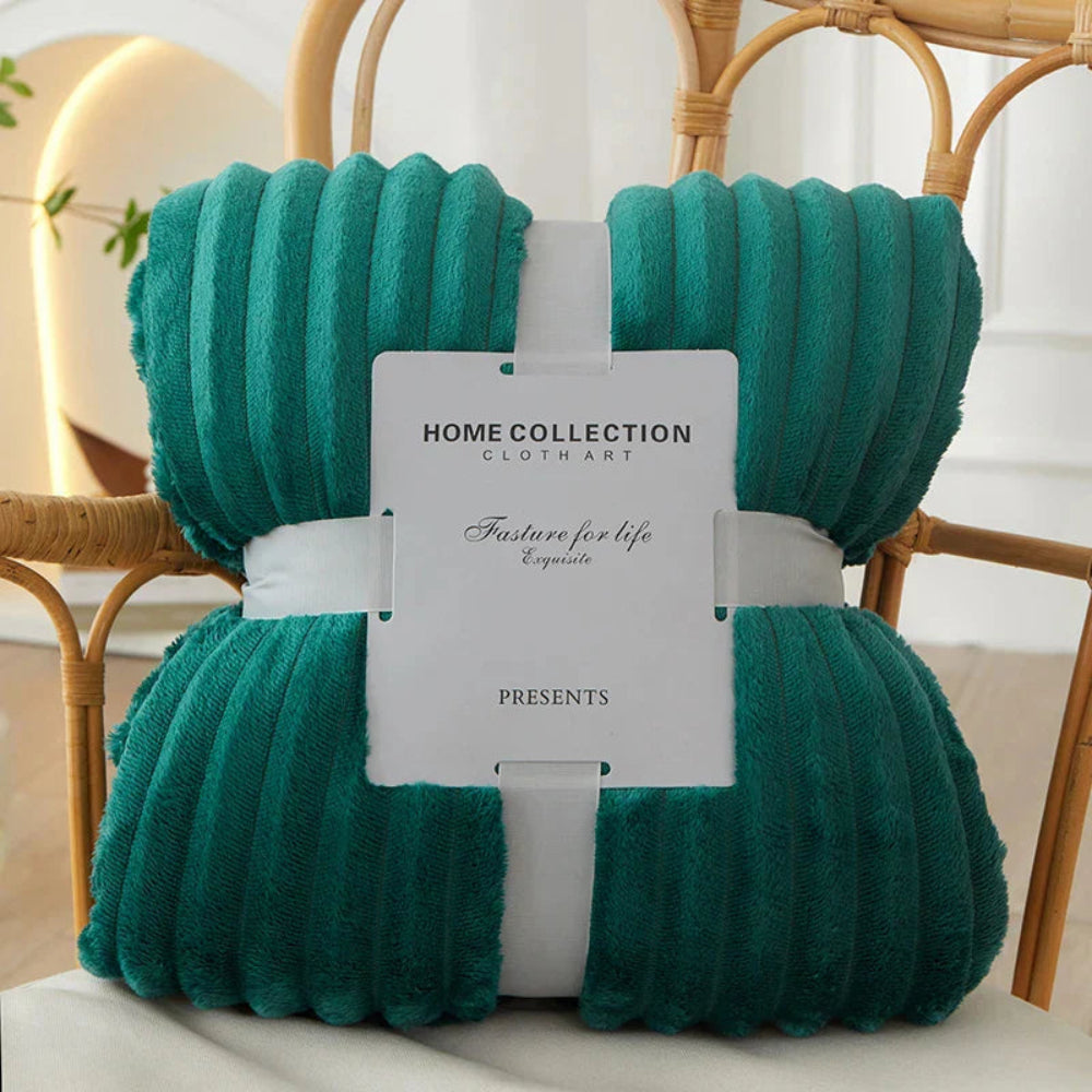 Striped Throw Blanket with Ribbed Texture for Bed or Sofa