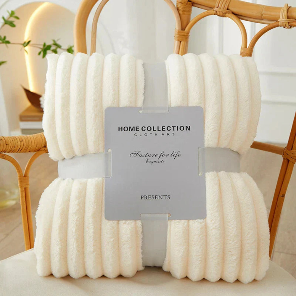 Striped Throw Blanket with Ribbed Texture for Bed or Sofa