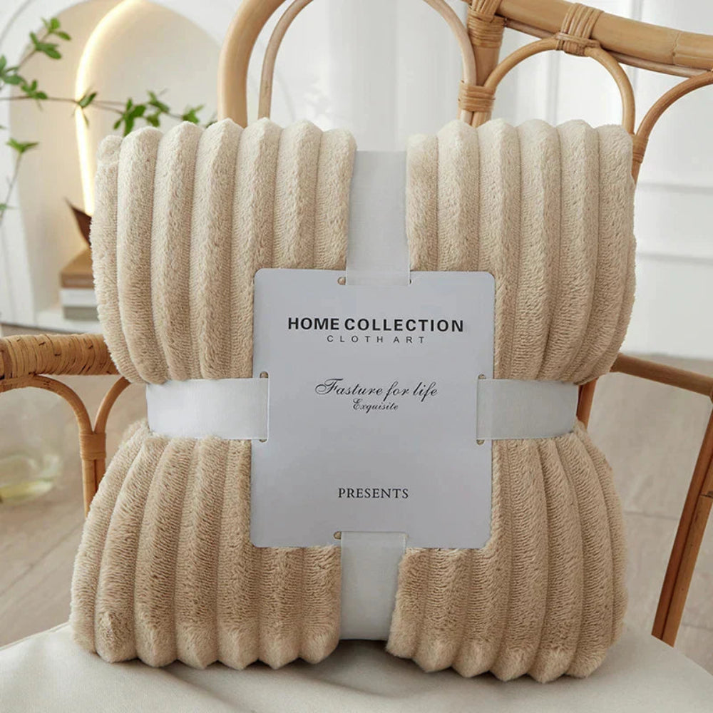 Striped Throw Blanket with Ribbed Texture for Bed or Sofa