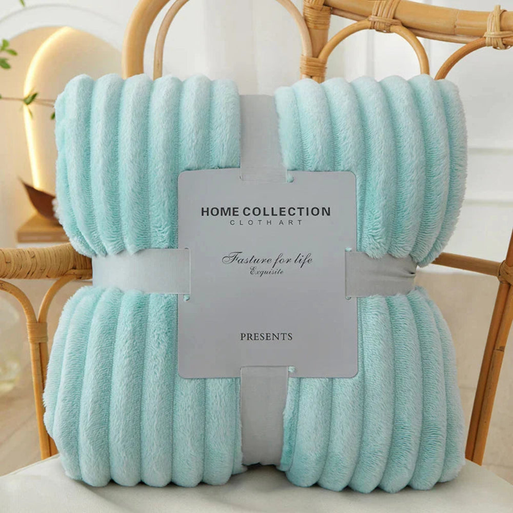 Striped Throw Blanket with Ribbed Texture for Bed or Sofa