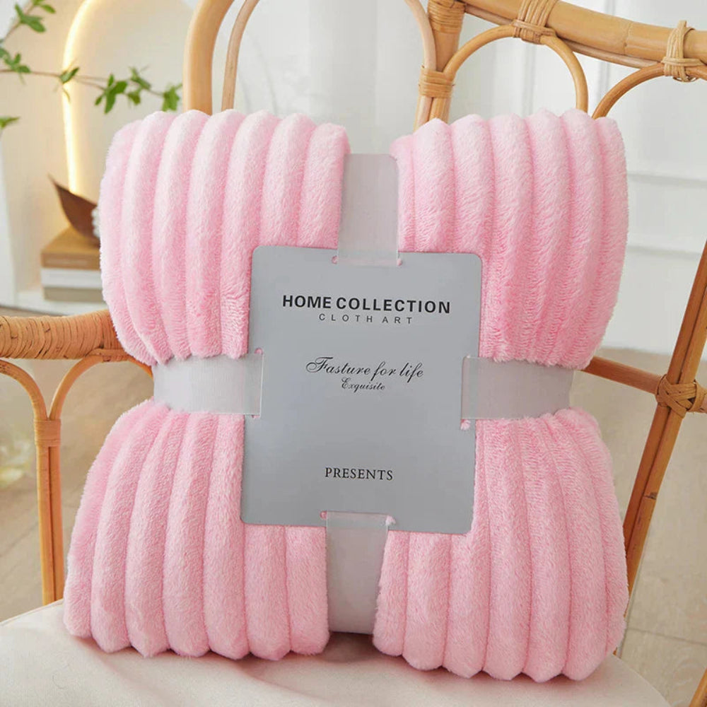 Striped Throw Blanket with Ribbed Texture for Bed or Sofa