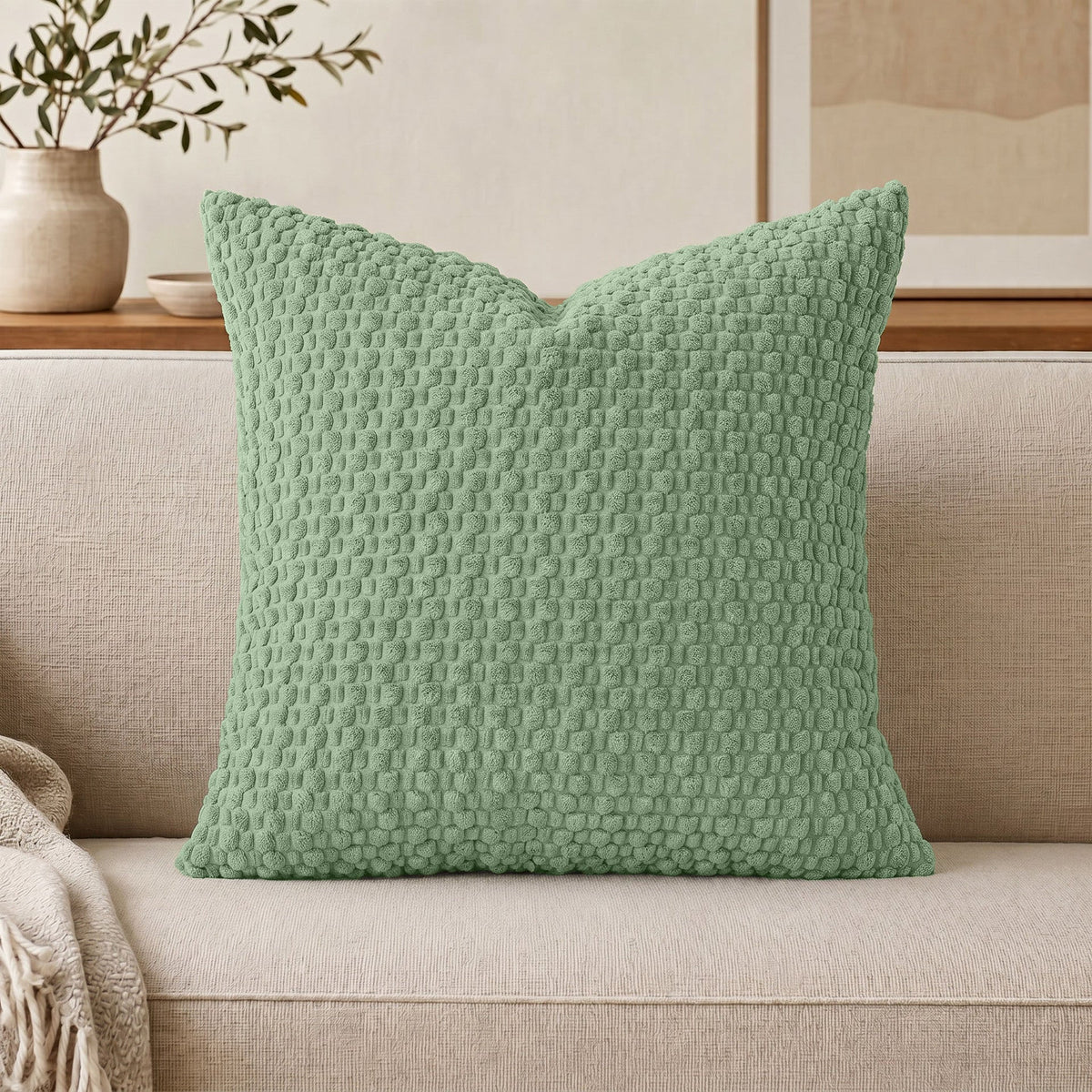 Textured Chenille Throw Pillow with Raised Bobble Weave