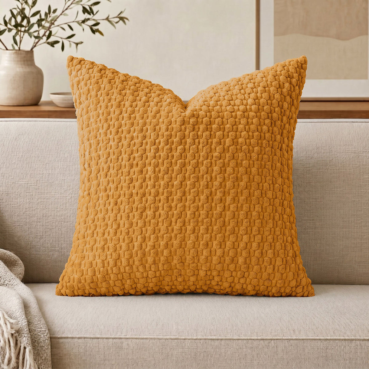 Textured Chenille Throw Pillow with Raised Bobble Weave