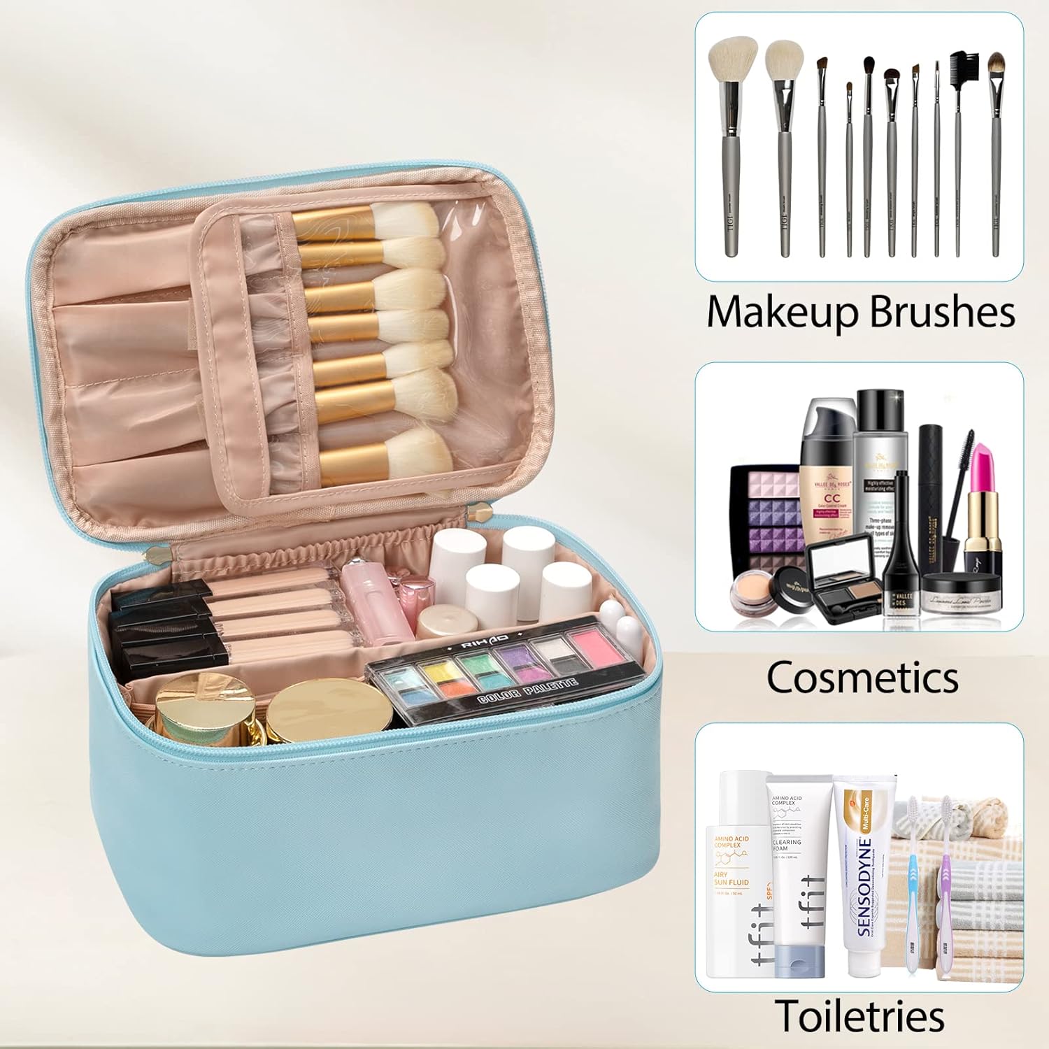 Travel-friendly Make-up Organizer with Dividers
