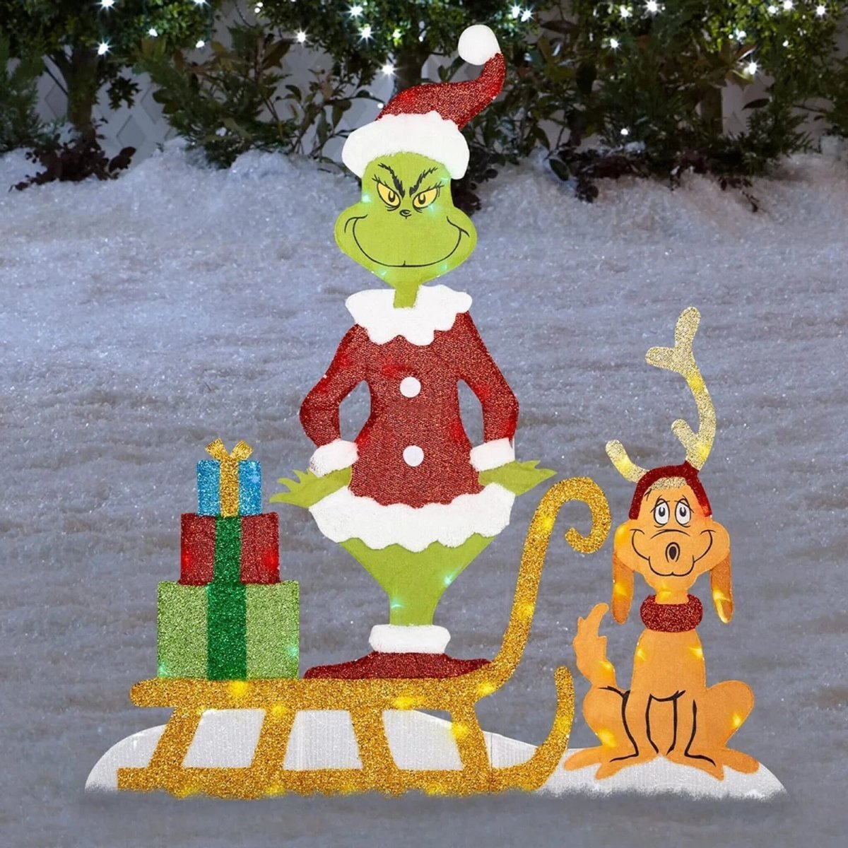 TWINKLON – Festive Grinch Garden Decoration with LED Lighting for Christmas Atmosphere Outdoors