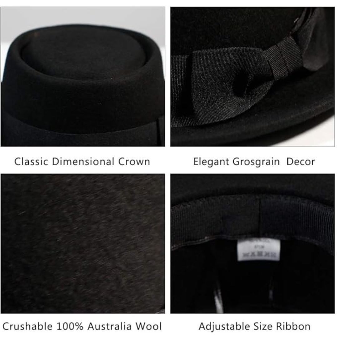 Unisex Wool Felt Pork Pie Fedora Hat
