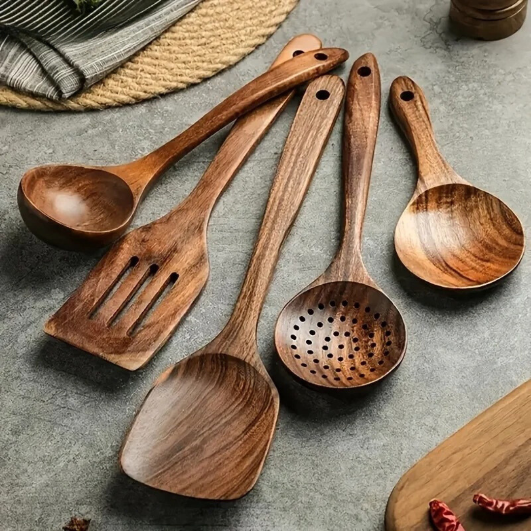 Walnut Kitchen Utensil Set (5 Pieces)