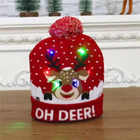Warm Knitted Christmas Hat with Flashing LED Lights
