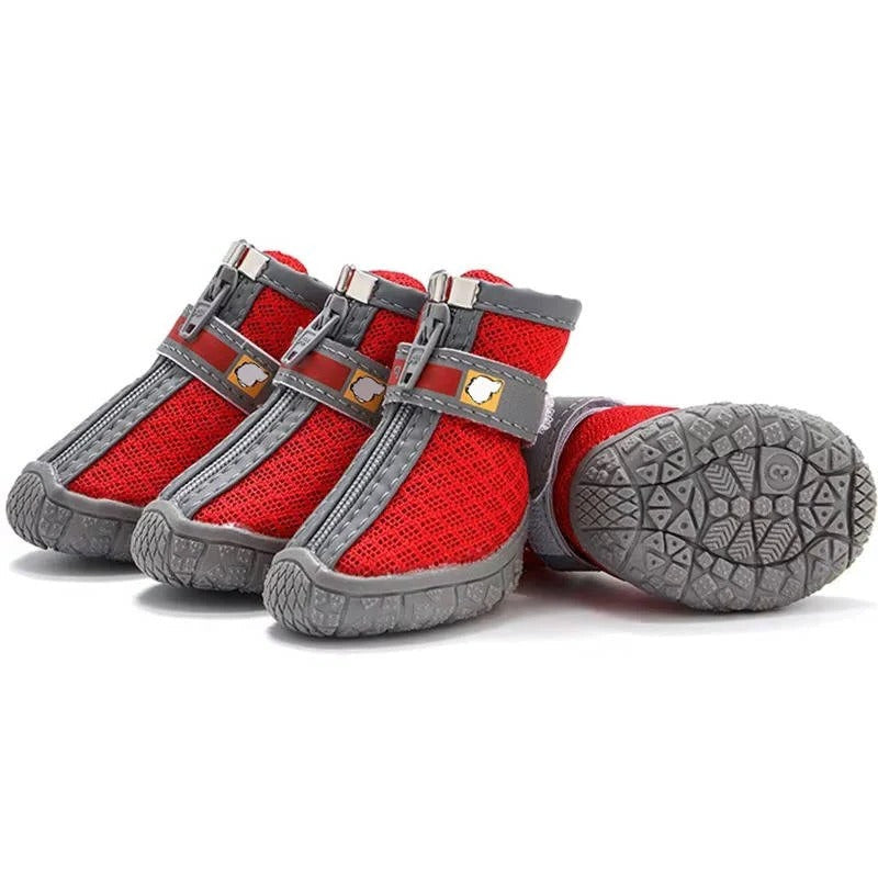 Waterproof and Breathable Dog Paw Boots with Non-Slip Sole for Outdoor Use - Pack of 4
