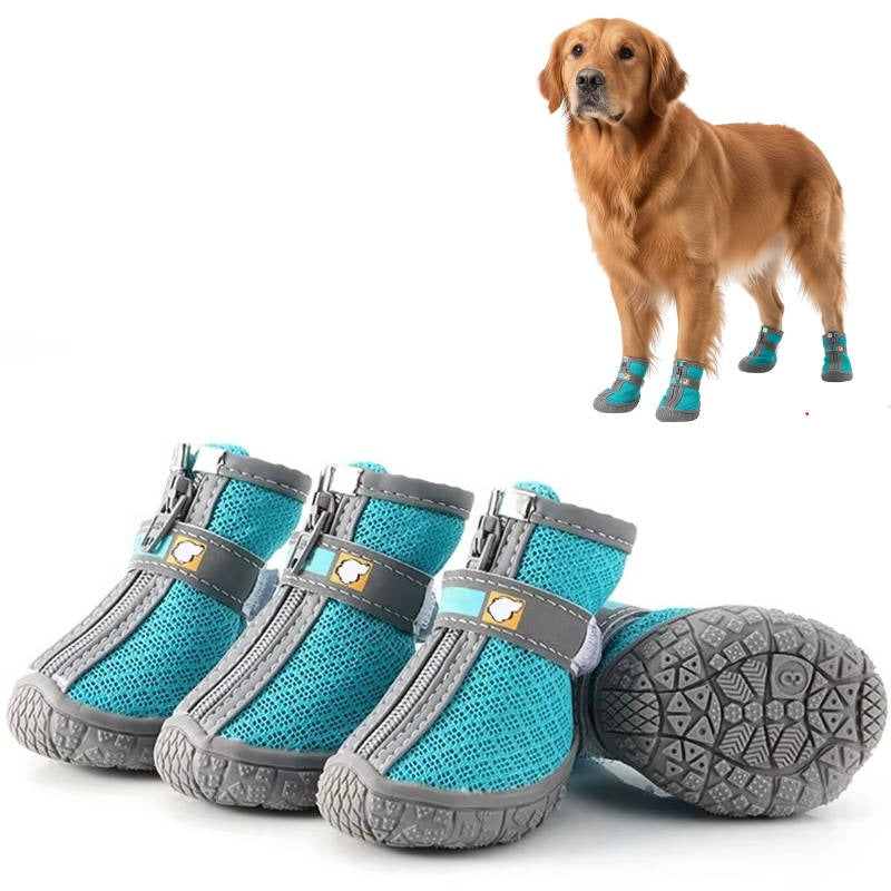 Waterproof and Breathable Dog Paw Boots with Non-Slip Sole for Outdoor Use - Pack of 4