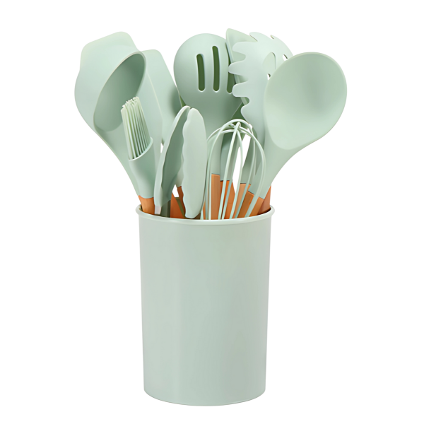 Wearclo | 12 Piece Kitchen Utensil Set with Bamboo Handles